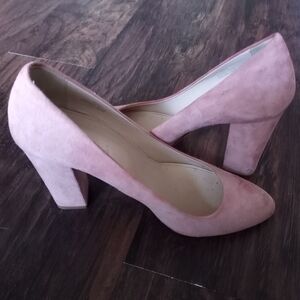 Pink suede j crew heels 8